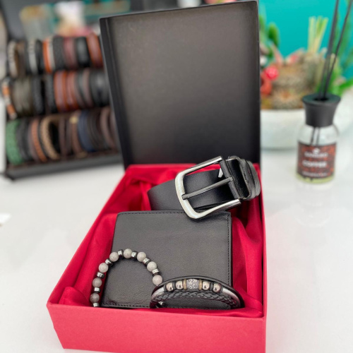 Hakiki Deri Cüzdan Kemer Bileklik Set 2