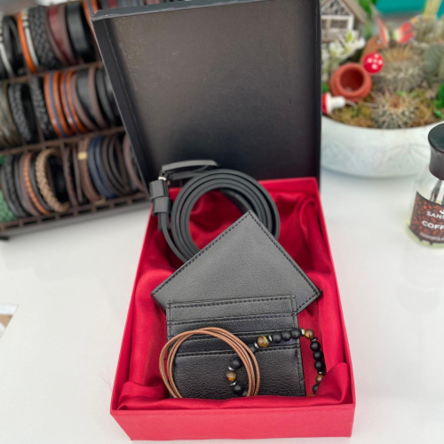 Cüzdan Kemer Bileklik  Deri Takı Seti 3